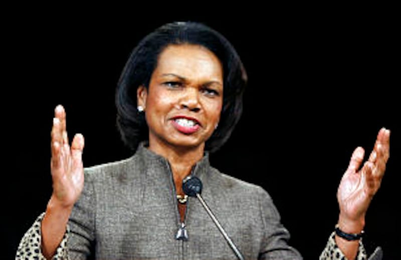 Former Secretary of State Condoleezza Rice speaks at the Marriott Center at Brigham Young Universit