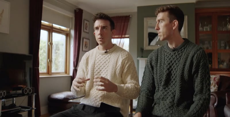 Michael Gardiner speaks and Matthew Gardiner looks on during a RootsTech virtual keynote address in February 2026.