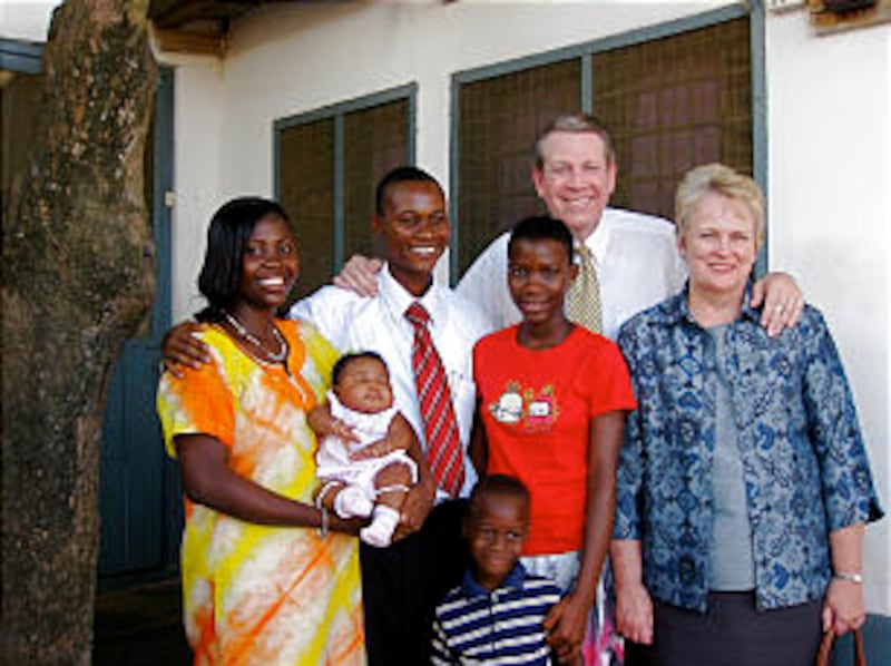 Elder and Sister Hallstrom visit with President Prince Oti Ankrah, of the Accra Ghana Christiansborg