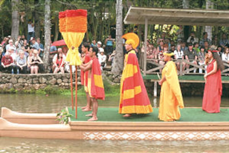 During the Pageant of the Long Canoes, students of Polynesian descent representing the various islan