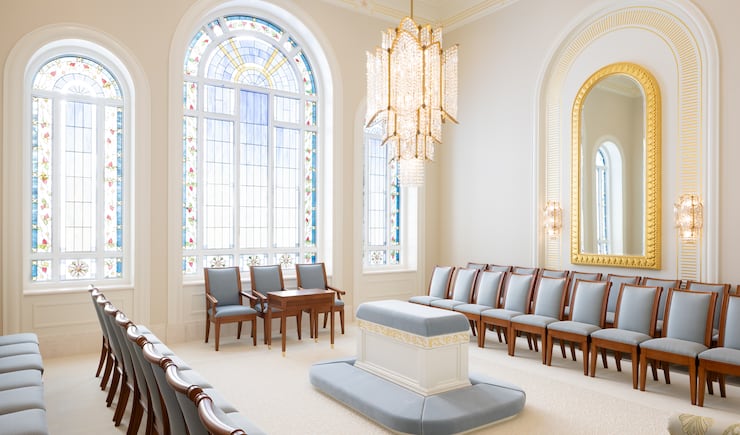 A sealing room inside the Modesto California Temple.