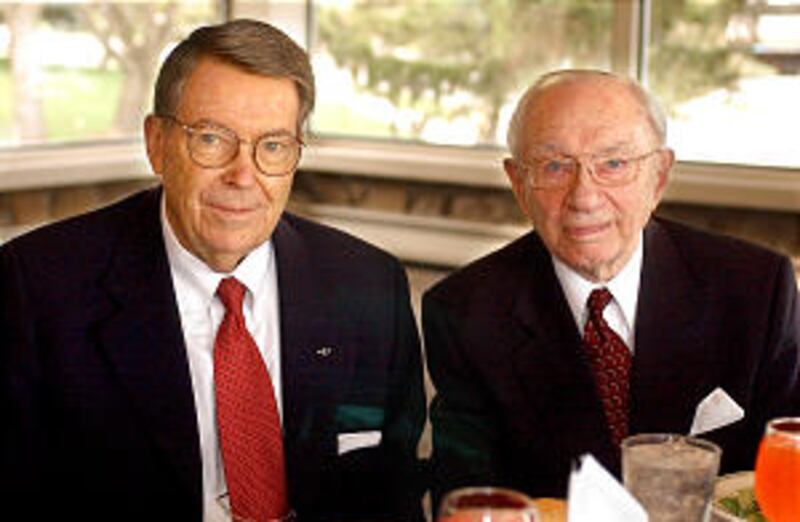Dr. Rod Brady, President and CEO of Deseret Management Corp. poses with LDS Church President Gordan