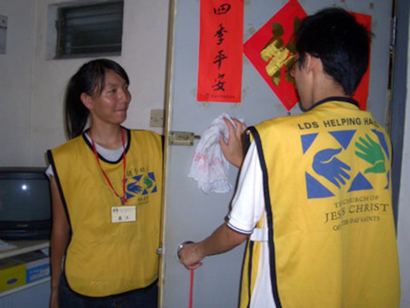 Youth of the Hong Kong China Stake, Kwan Ming Mak, left, of the Aberdeen Ward and King Hang Shiu of