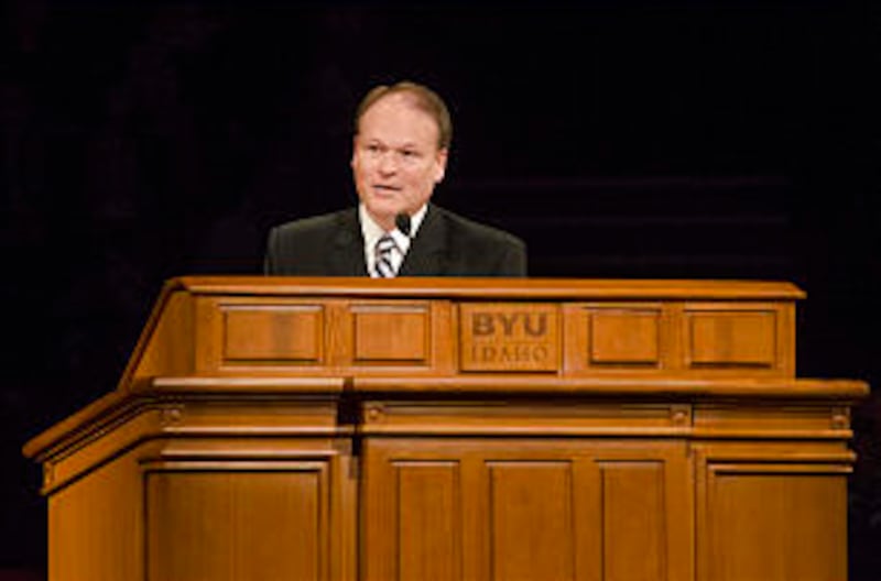 Devotional speaker, Elder Marcus B. Nash, speaks to BYU-Idaho students