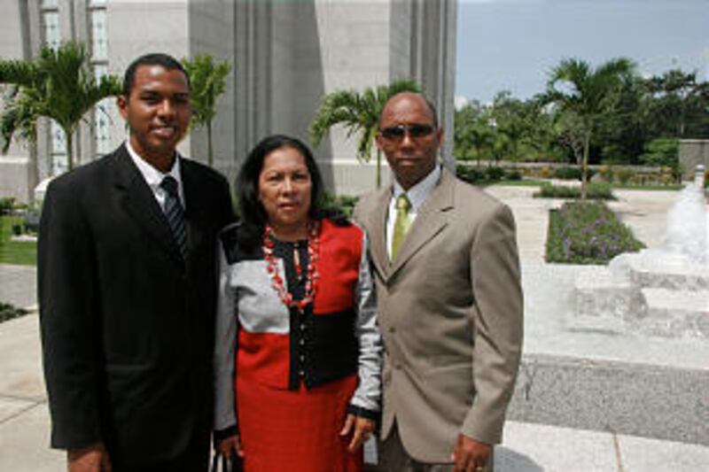 The Frias family from left, son, Alexander, Jacinta and Juan enjoy the tropical beauty found at the