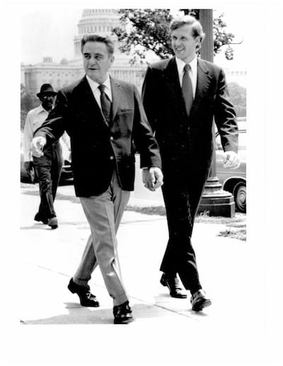 Elder D. Todd Christofferson of the Quorum of the Twelve Apostles with Judge John Sirica of the United States District Court in Washington, D.C. in the early 1970s. Elder Christofferson was Judge Sirica’s law clerk during the Watergate trials.