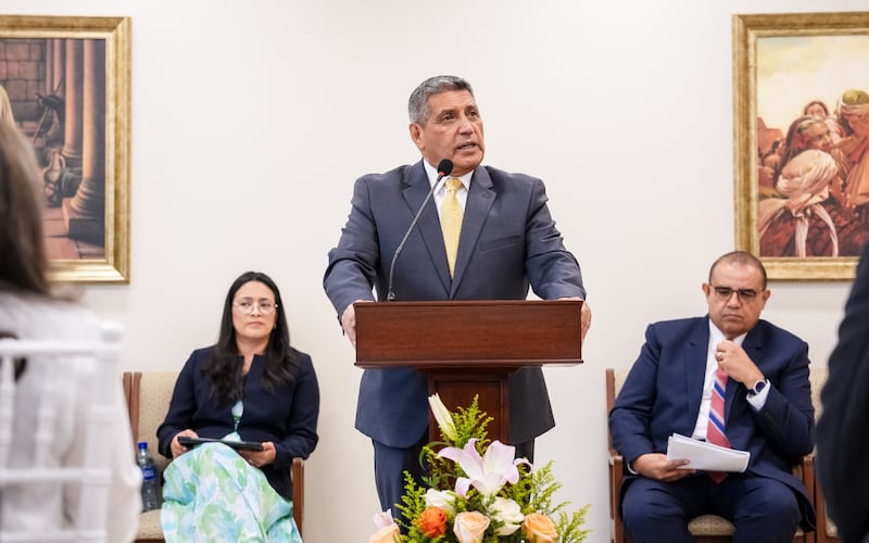 Elder Patricio M. Giuffra, a General Authority Seventy and president of the Church's Central America Area, speaks to journalists during media day for the Managua Nicaragua Temple on Monday, Sept. 7, 2026.