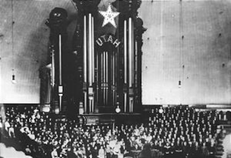 Tabernacle interior is seen at statehood in 1897.