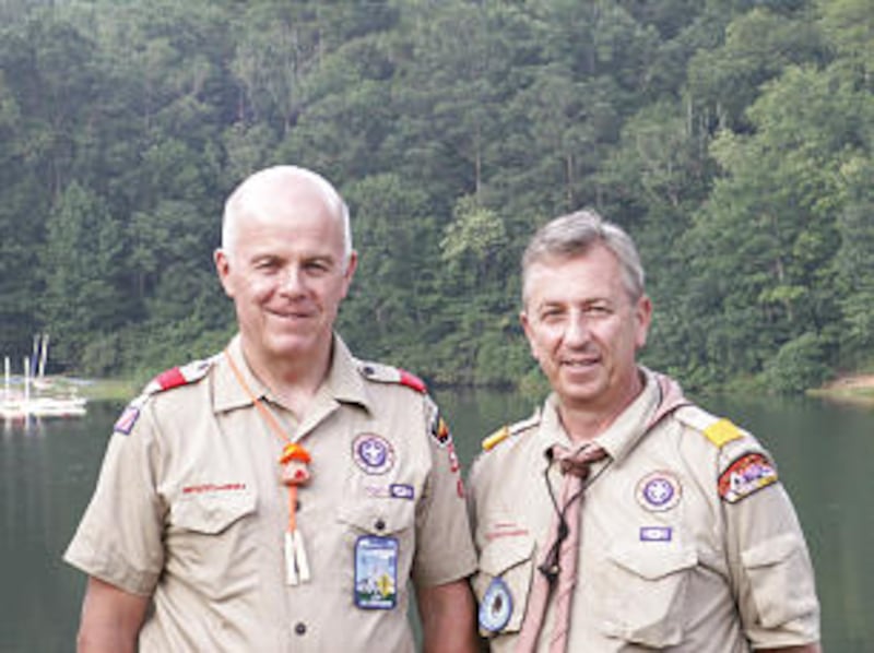 Powder Spring Georgia Stake President Tom Owen, left, and Ron L. Anderson of the Young Men general b