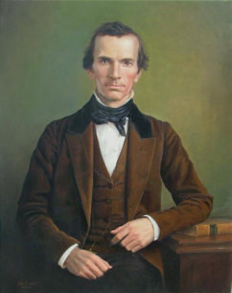 Painting of Oliver Cowdery, done in 2006, is from a daguerreotype unexpectedly discovered in Library