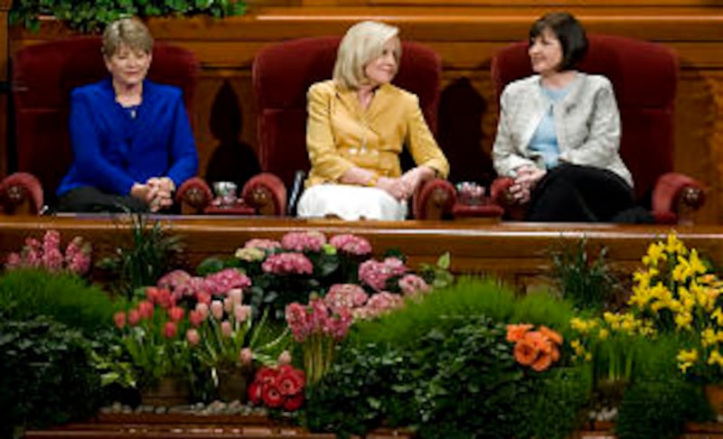 The General Young Women's presidency, Sister Elaine S. Dalton, President, center, Sister Mary N. Coo