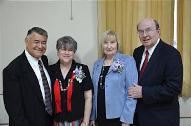 From left, Elder Carlos H. Amado, Sister Mayavel Amado, Sister Mary Cook, and Elder Quentin L. Cook