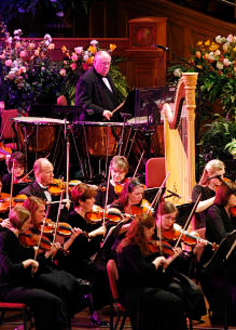 Orchestra at Temple Square Spring concert.
