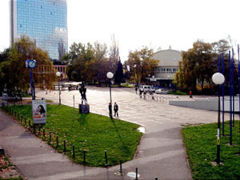 The Kresimir Cosic Square is located adjacent to Croatia's main sports arena in a major area of Zagr