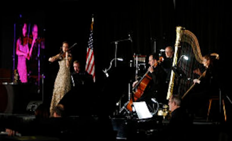 Jenny Oaks Baker and others perform during the Pioneer In Leadership Award Gala of the BYU Managemen