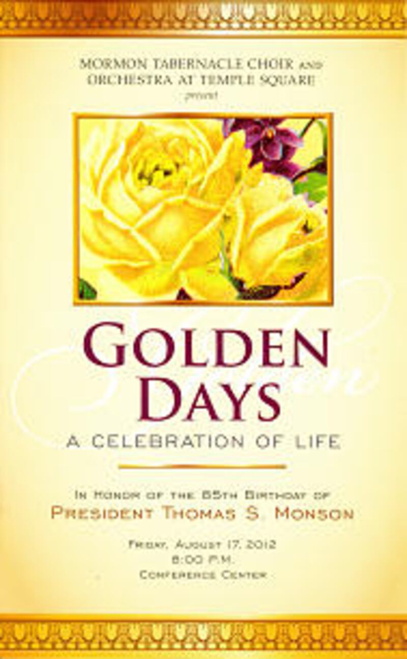 Program cover, Pres. Monson's 85th birthday celebration.