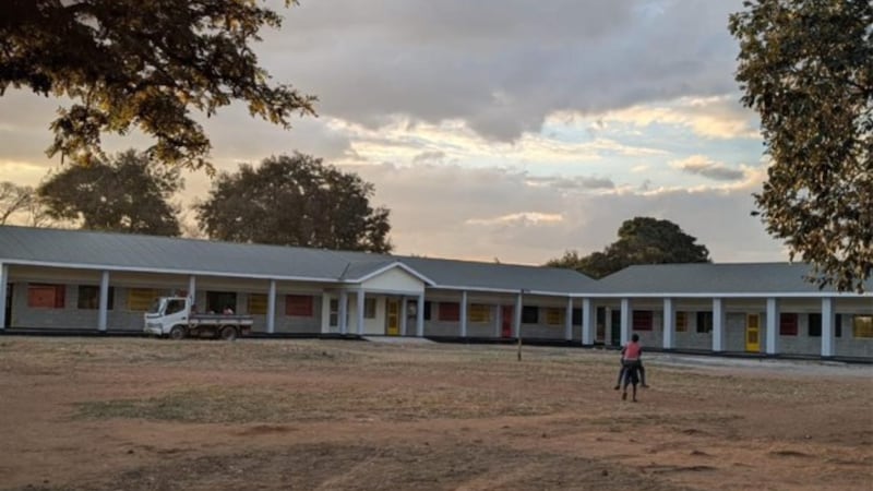 Newly constructed classroom blocks are pictured at the Magwero Primary School in Lilongwe District, Malawi, on June 19, 2026.