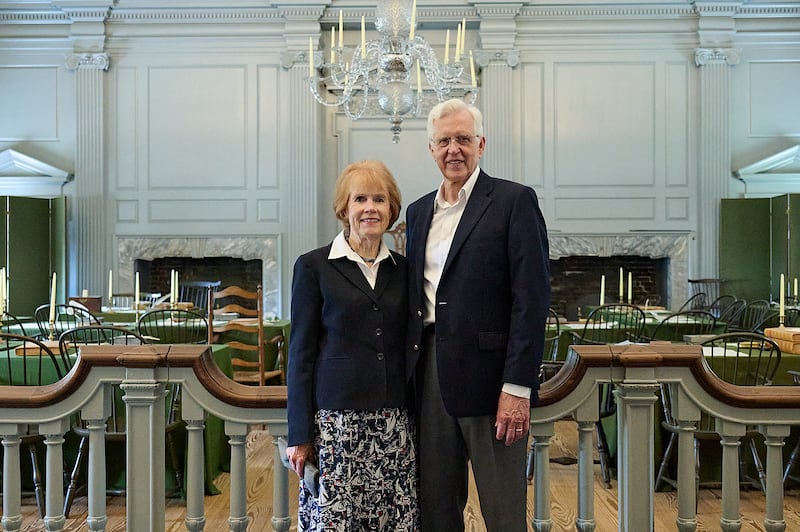 President D. Todd Christofferson, second counselor in the First Presidency, and his wife, Sister Kathy Christofferson, tour historic sites in Philadelphia, including the Liberty Bell and Independence Hall, on Friday, June 12, 2026.