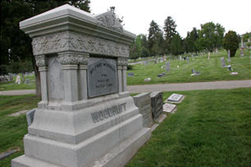 President Wilford Woodruff's grave site at the Salt Lake City Cemetery. The graves of nine late Chur