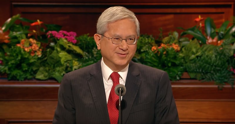 Elder Gerrit W. Gong speaks during October 2018 general conference.