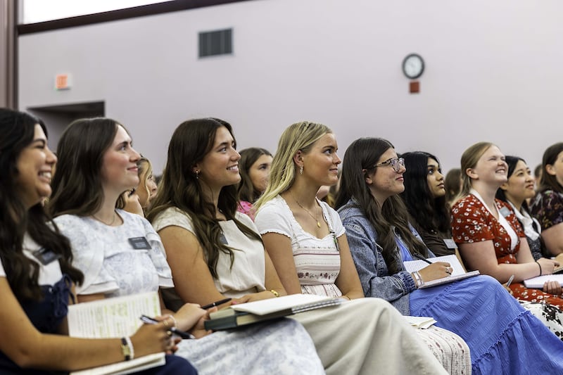 Missionaries in Toronto, Canada, listen to President D. Todd Christofferson, second counserlor in the First Presidency, on Saturday, June 13, 2026.