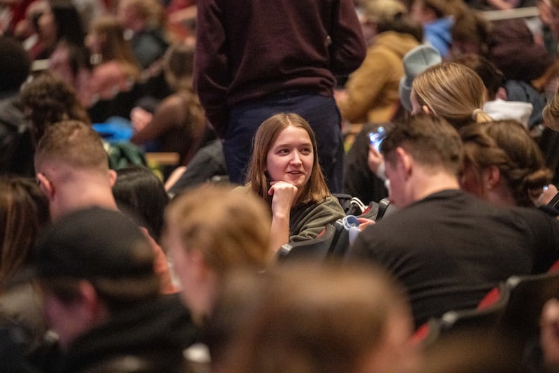 Students gather at the I-Center on BYU-Idaho campus in Rexburg, Idaho, to hear a devotional message from Elder Clement M. Matswagothata, General Authority Seventy, on Tuesday, March 10, 2026.