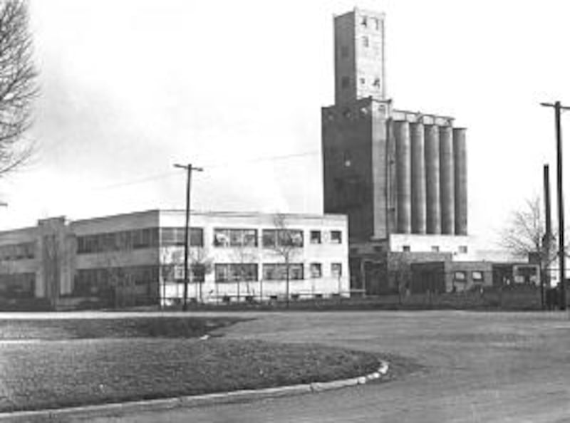 178-foot grain elevator (shown here in photo from the 1940s) was considered the crowning achievement