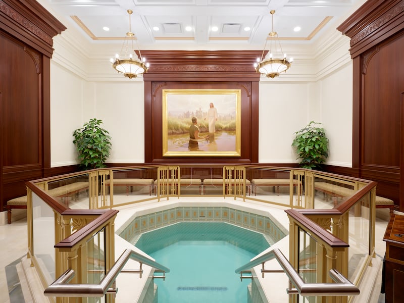 The baptistry of the Cody Wyoming Temple.