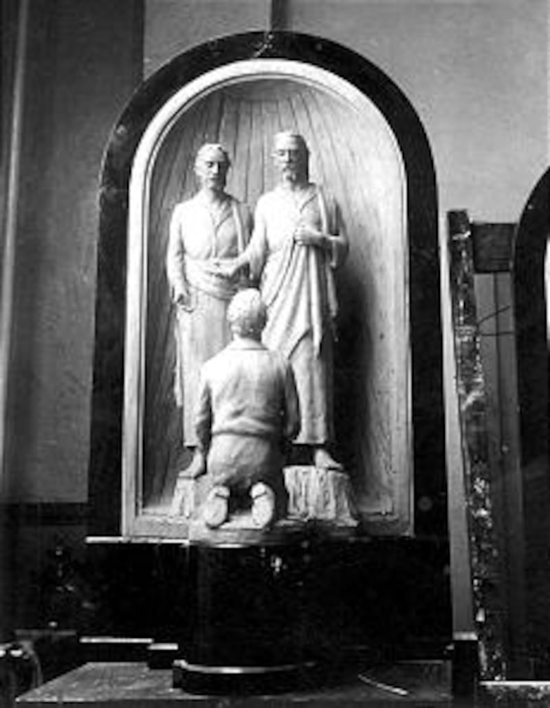 First Vision sculpture and bas relief are two of Brother Knaphus' Church-commissioned works.