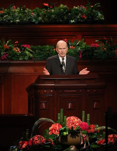 President Russell M. Nelson speaks about the “home centered, church supported” curriculum changes during the Saturday morning session of the 188th Semiannual General Conference of The Church of Jesus Christ of Latter-day Saints in the Conference Salt Lake City on Saturday, Oct. 6, 2018.