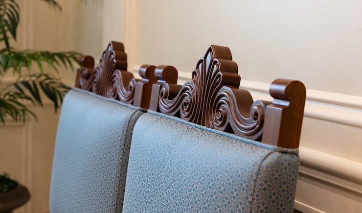 Wood carving on a chair inside the San Luis Potosí Mexico Temple.