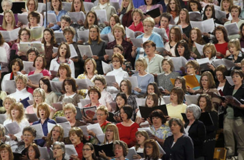 Choir sings during the opening session of Women's Conference at BYU.