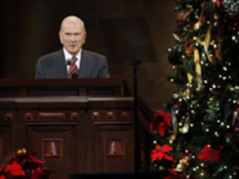 Elder Russell M. Nelson speaks during the Christmas Devotional in the Conference Center in Salt Lake