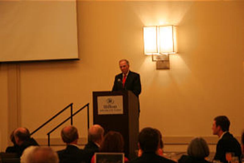 Elder Neil L. Andersen addresses the audience at the Collegium Aesculapium fall meeting in Salt Lake