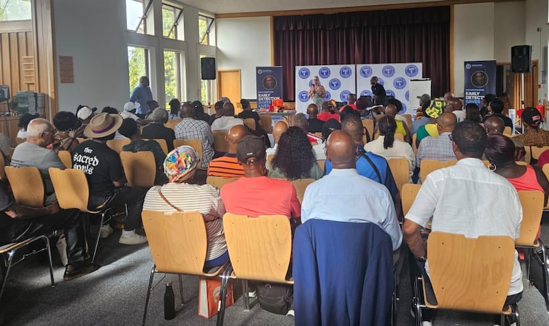 Some 90 people gather for an August 2026 presentation on Prostate Cancer Awareness Day, an example how the Wembley Friendship and Outreach Center helps raise awareness of health issues.