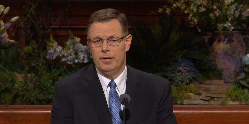 Elder Clark G. Gilbert of the Quorum of the Twelve Apostles speaks during the Saturday morning session of the 196th Annual General Conference of The Church of Jesus Christ of Latter-day Saints in the Conference Center in Salt Lake City on April 4, 2026.