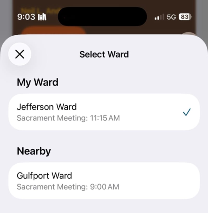 A feature in the Gospel Library app lets users select which ward they are visiting that day.
