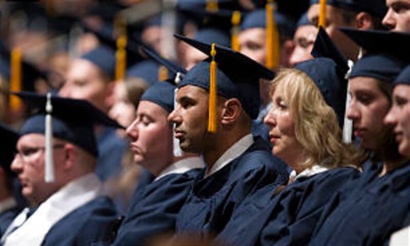 Commencement exercises on August 9, 2012 in the Marriott Center on the BYU campus.