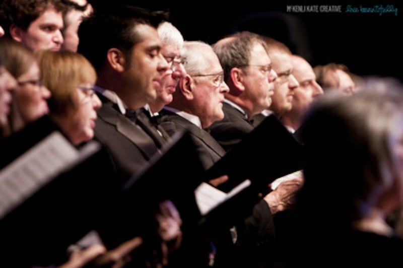 The Portland Ensign choir sings in "the Redeemer" performance.