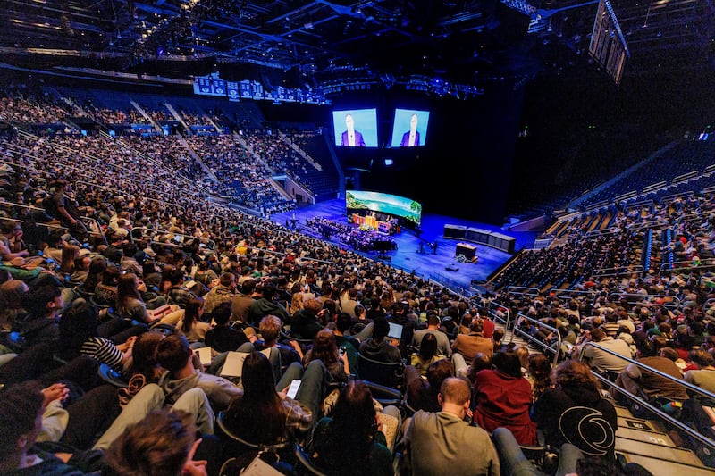 Students gather in the Marriott Center in Provo, Utah, to listen to a campus devotional with Brother Sean R. Dixon, second counselor in the Young Men general presidency, on Tuesday, March 17, 2026.