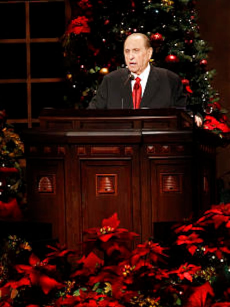President Thomas S. Monson speaks during the First Presidency's Christmas Devotional Sunday, Dec. 4,