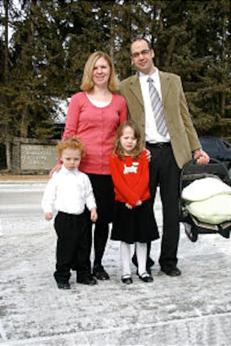 Branch President Mark Yawney, his wife, Jody, and their children Jonah, Kyla and Jade (in baby carri