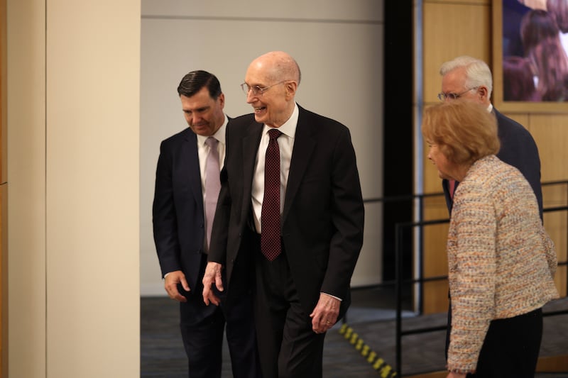 President Henry B. Eyring leaves after speaking at the 2026 Seminar for New Missionary Leaders.