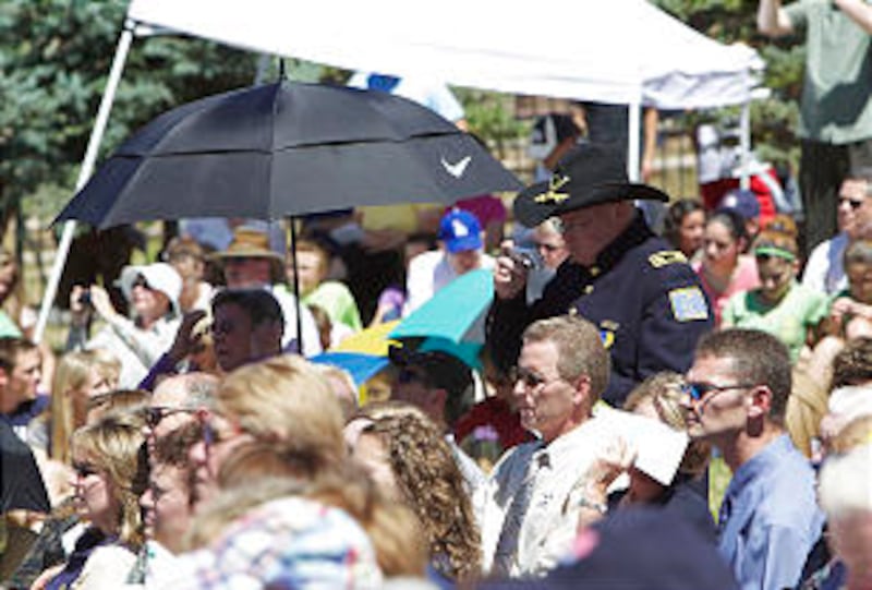 The crowd gathered to honor the Mormon Battalion.
