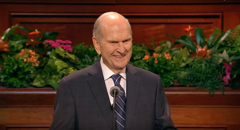 President Russell M. Nelson delivers his address, "The Correct Name of the Church," during October 2