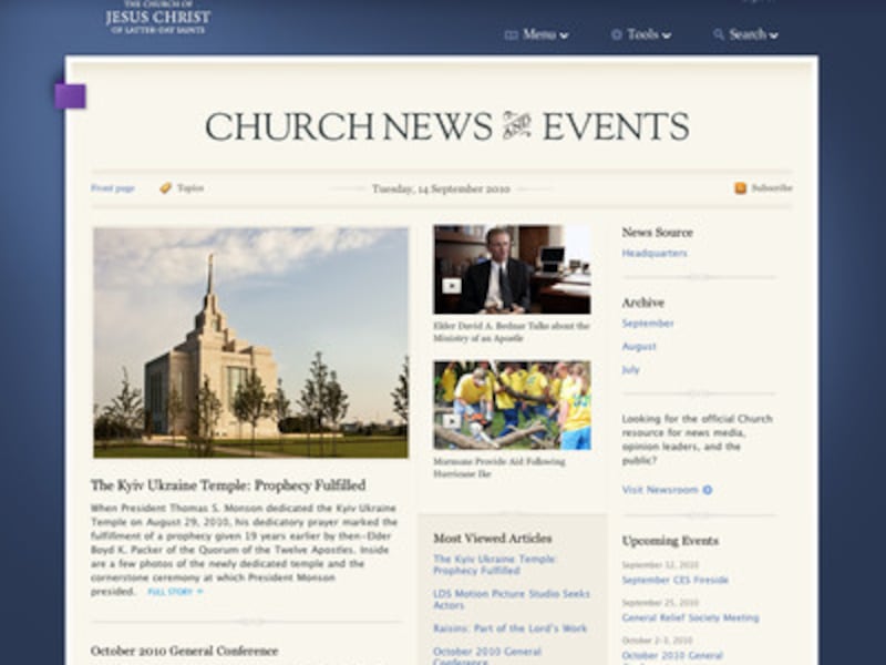 Upgraded Church website is structured upon common uses of information by members and includes new to