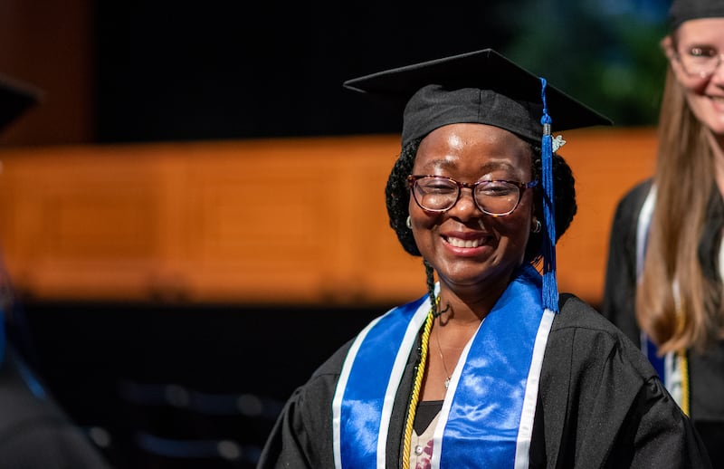 Graduates enter the BYU–I Center for commencement on Thursday, July 23, 2026, in Rexburg, Idaho.