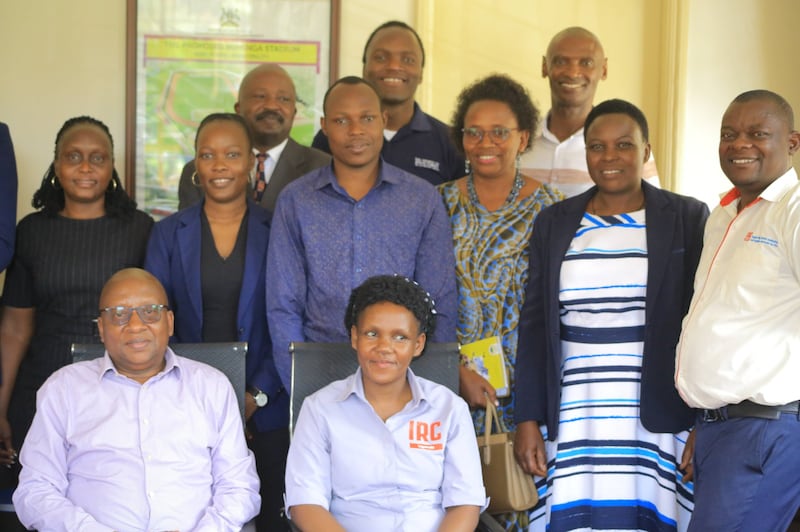 Local government and community leaders meet at Kaborole District government offices prior to handover event in Kabarole District, Uganda on Sept. 30, 2025