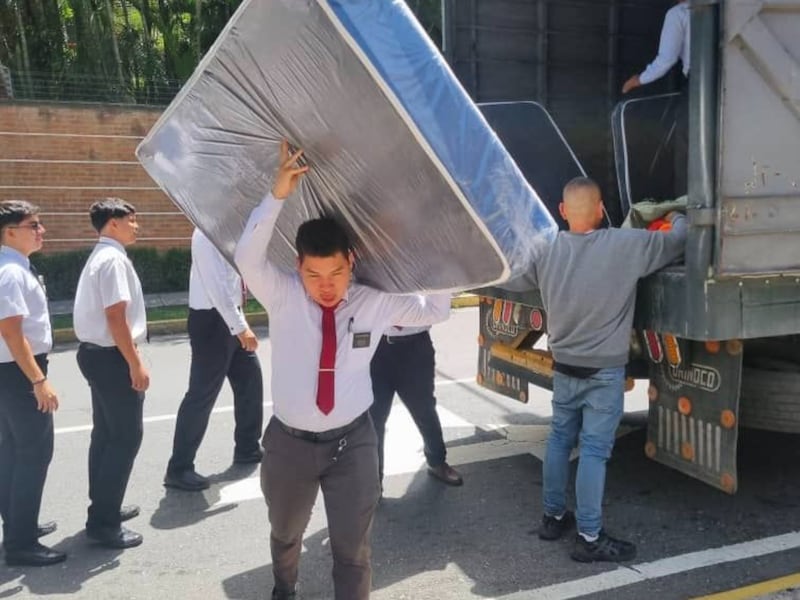 Volunteers and missionaries from The Church of Jesus Christ of Latter-day Saints prepare items for those affected by twin earthquakes in Venezuela on Saturday, June 27, 2026.