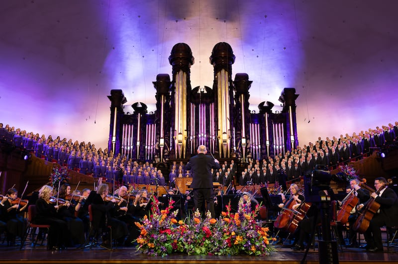 The Tabernacle Choir and Orchestra at Temple Square present "Music and the Spoken Word" in the historic Salt Lake Tabernacle in Salt Lake City in 2025.